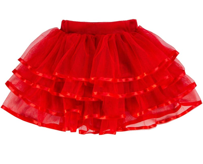 Tortoise & Rabbit Little Girls and Big Girls Tulle Tutu Skirt,Red,7-9 Years - Image 2